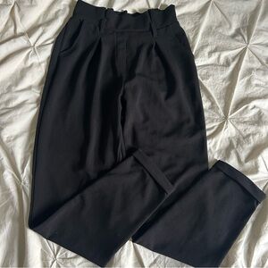 Ardene Womens XS Black Elastic Waist Cuffed Work Dress Pants With Beltloop